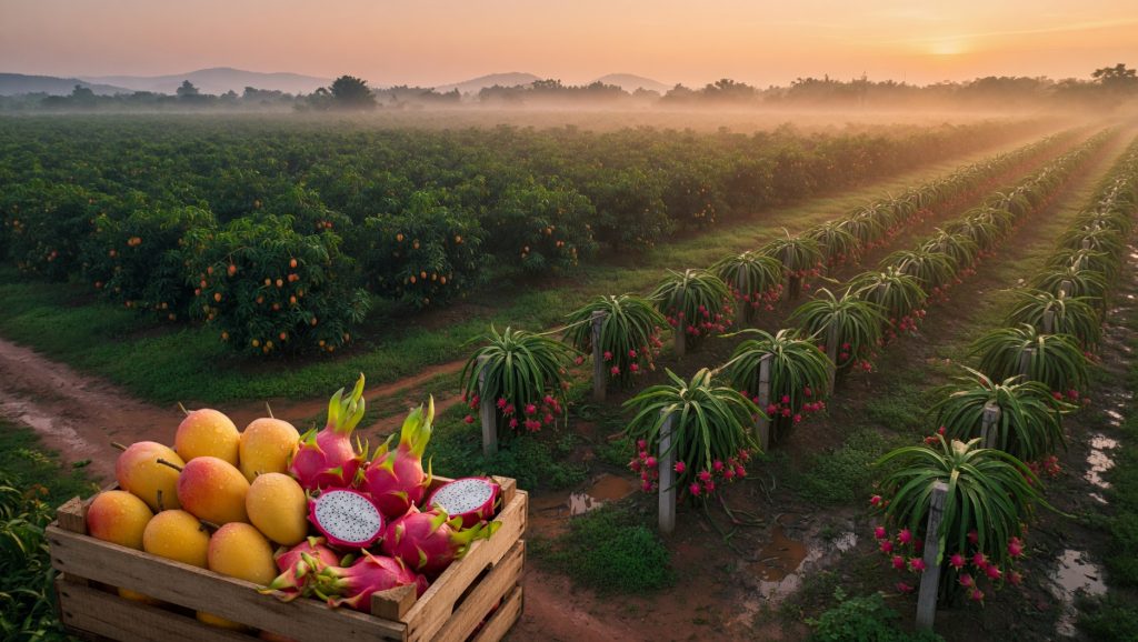 Tropical fruit farm in Vietnam — source for private label freeze-dried fruit manufacturing